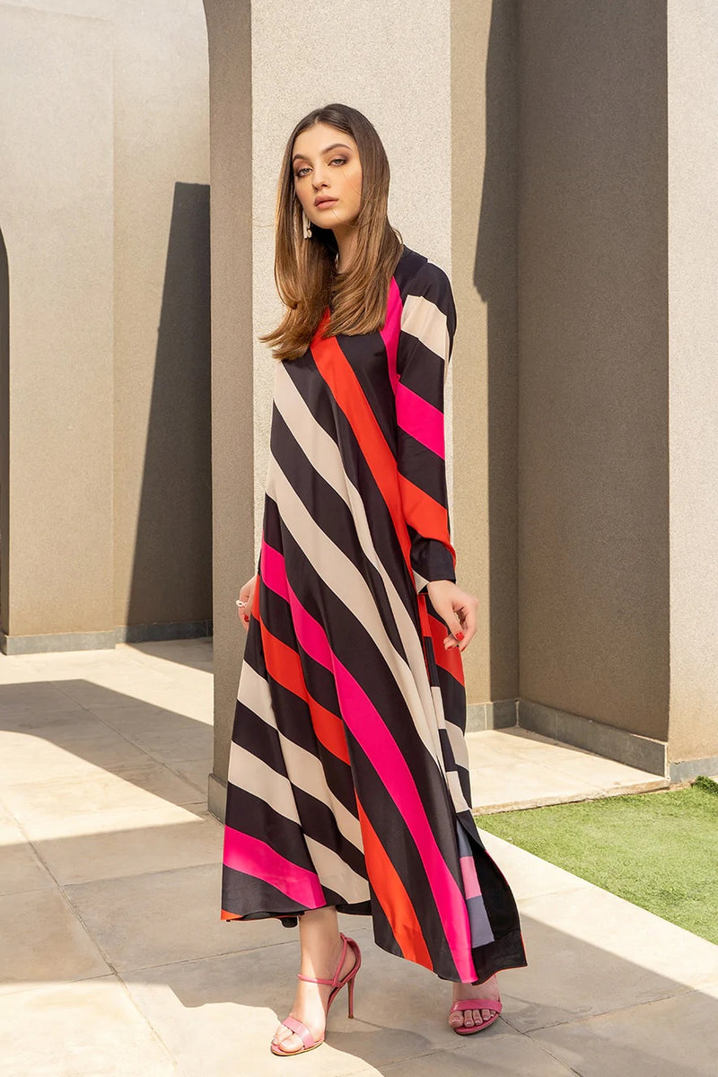 Multicolor Lines Premium Kaftan Dress