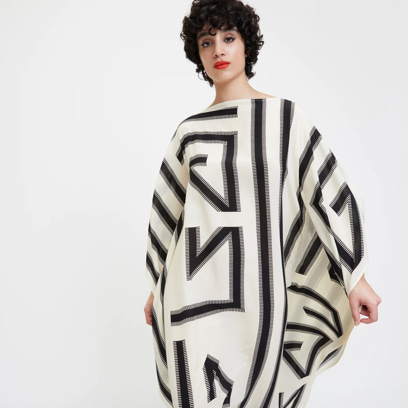 WHITE SCALE FRENCH MOSS KAFTAN