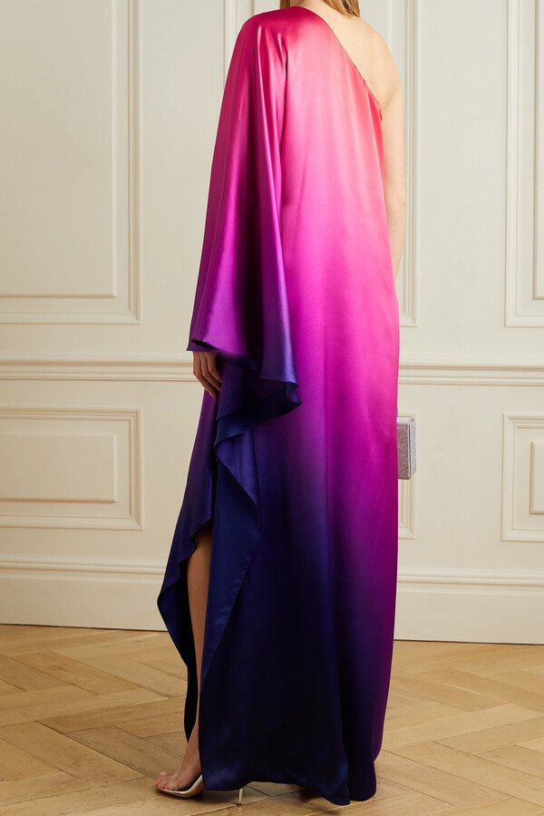 MAGENTA TO INDIGO FLOWING SILK CASCADE KAFTAN