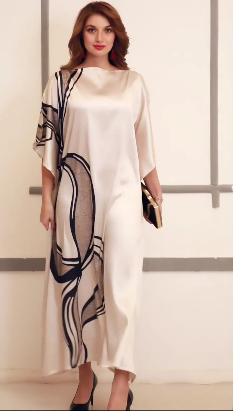 ELEGANCE SWIRL  ABSTRACT ART INSPIRED SILK KAFTAN