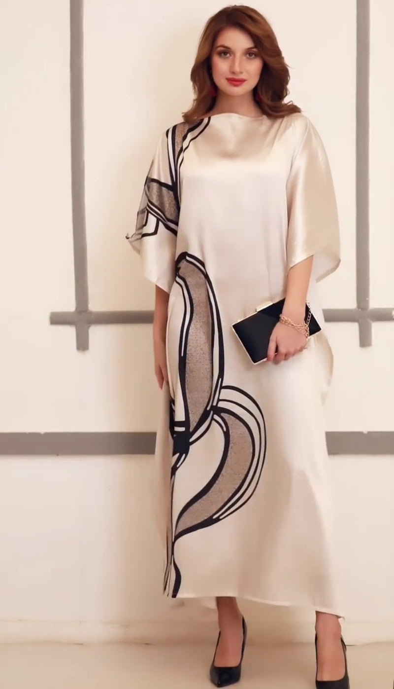 ELEGANCE SWIRL  ABSTRACT ART INSPIRED SILK KAFTAN