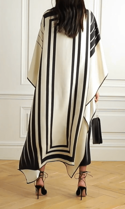 Black & Beige Box Luxe Kaftan Dress