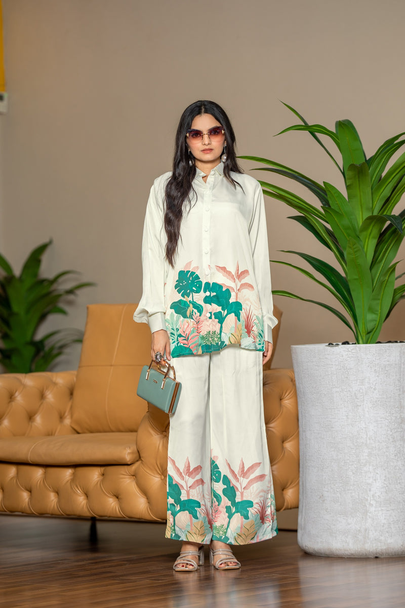 Tropical Oasis Imported Silk Satin Coord Set