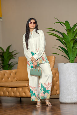 Tropical Oasis Imported Silk Satin Coord Set