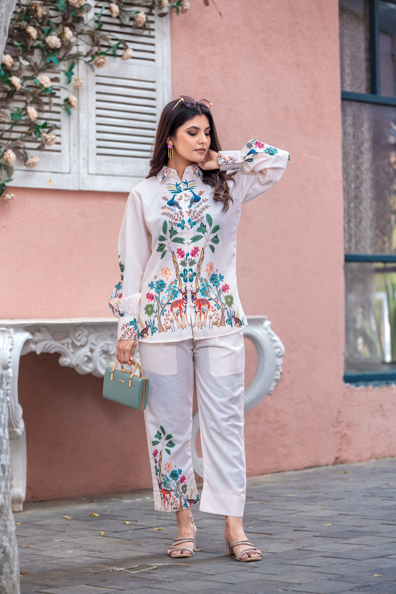 Wild Elegance Peacock Linen Co-ord Set