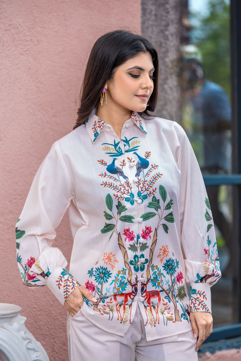 Wild Elegance Peacock Linen Co-ord Set